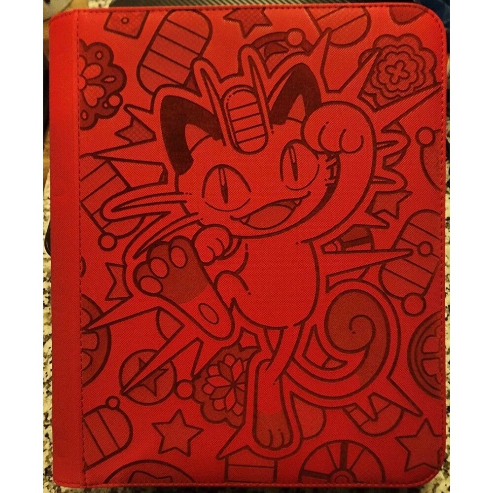 Meowth 4 Pocket Top Loader Binder 128 Cards Red New